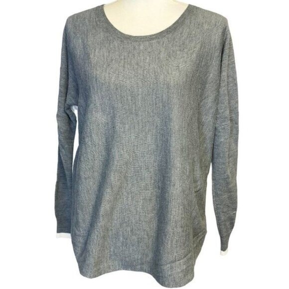 French Connection Scoop Neck Long Sleeve Colorblock Roomy Pullover Sweater Small - Picture 1 of 6